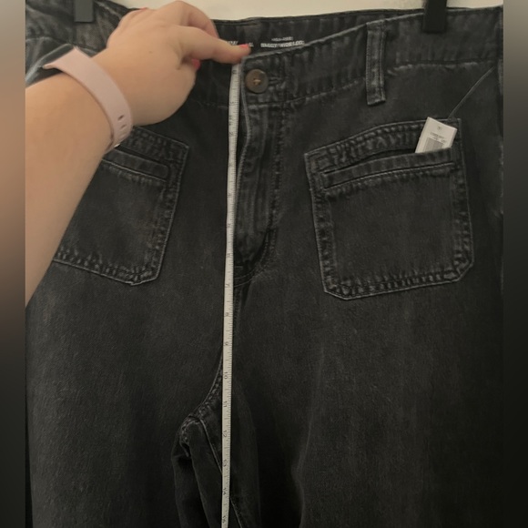 OLD NAVY NWT High-Waisted Baggy Wide-Leg Trouser Jeans in Black Wash Size 14 - Picture 10 of 10